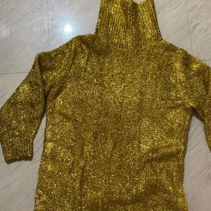 Golden Shimmer Sweater Dress