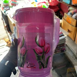 TRANSPARENT 1 JUG & 6 GLASS SET ( Pink Color)