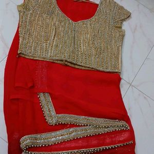 Mothi Work Blouse And Saree