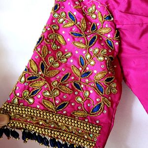 Pure Kanchi Pattu Silk  Saree With Maggam Blouse