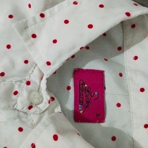 Red Dot Printed Shirts Top