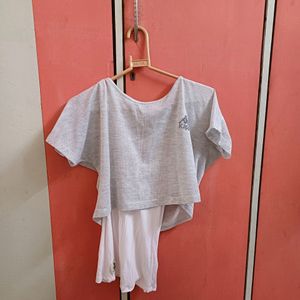 kappa grey crop top with white undershirt