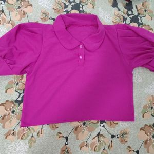 Magenta Collar Stylish Top