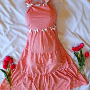 Coquette Peach Dress - Free size