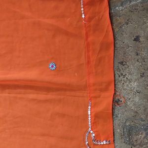 Orange Embroidery Saree