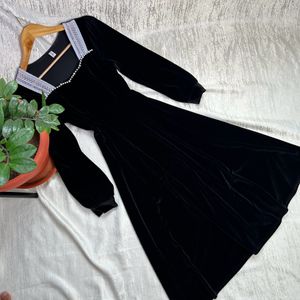 Korean Autumn Velvet Dress