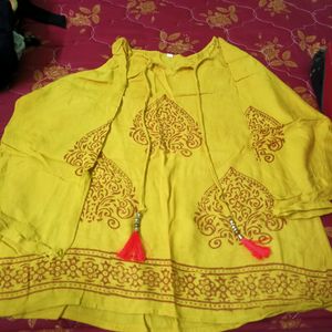 Mustard Yellow Short Kurti Top