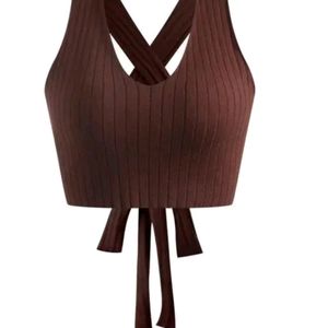 Halter Neck Brown Top