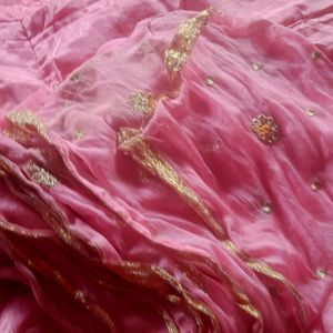 Pink Kurta Skirt Plazo With Dupatta