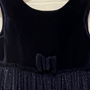 Part Wear Velvet And Shimmer Dress In Navy