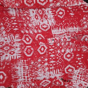 Red Printed Polycrepe Top