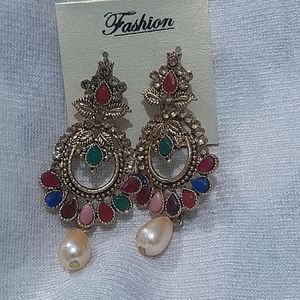 Multicolour Kundan Earrings