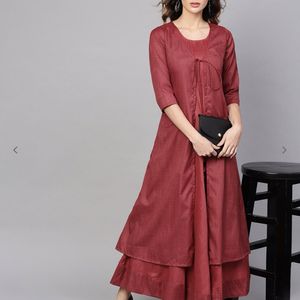 Aks Checked Gown Dress