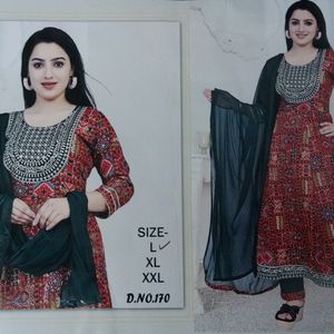 Multicolored Anarkali Kurti Set