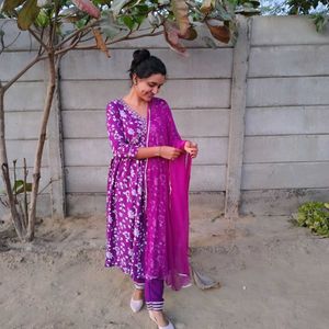 Purple New Kurta Set With Dupatta