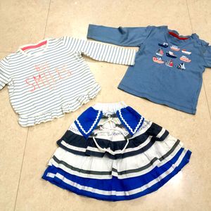 Baby Skirt And 2 Tops Free Slipper