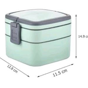 GREEN DOUBLE-LAYER PORTABLE LUNCH BOX STACKABLE WI