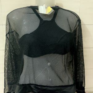 NEW WITH TAG BLACK MESH TOP