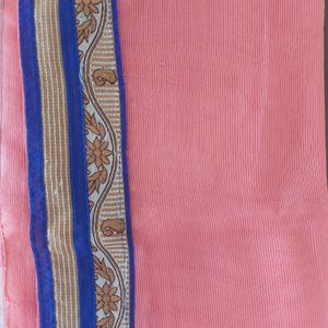 Beautifull Pink Sari With Designer Blouse