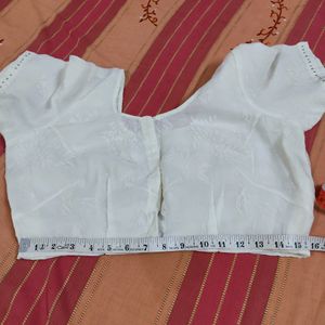 Self Printed White Saree With Blouse