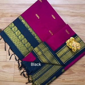 New Gadhwal Cotton Saree With Korvai Border