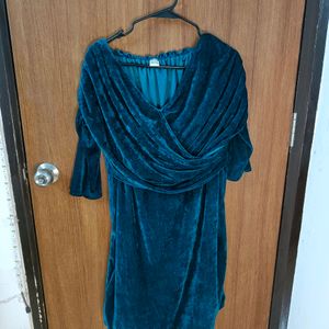 Ruched Velvet Off Shoulder Dress