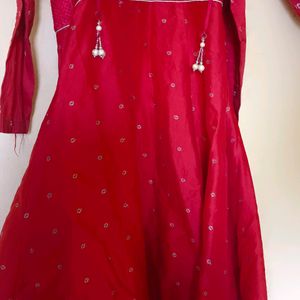 Red Chudidhar Top