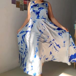 Tiedye Full Lengh Gown With Matching Jacket