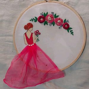 Wooden Embroidery Girly Hoop