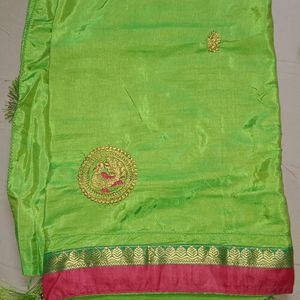 Beautyful Saree With Stitched Boat Neck Blouse