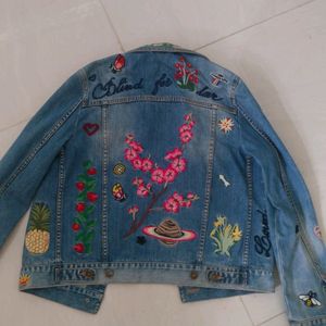 Gucci Embroidered Patches Cotton Denim Jacket