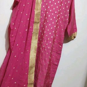 Rose Pink Plazo Suit With Dupatta For 40 Bust