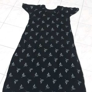 Black Printed Nighty Women