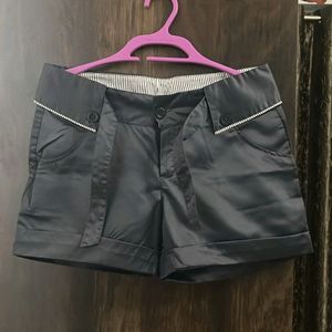 Grey Satin Shorts