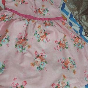 Pink Flower Print Frock