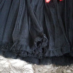 Black Bow Net Gothic Tiered Skirt