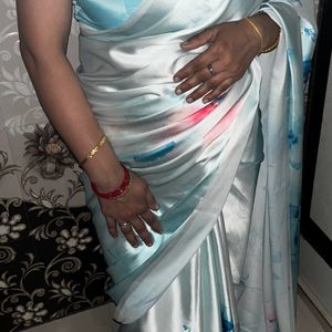 satin saree with designer blouse