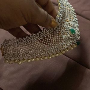 CZ CHOKER WITH PEARLS