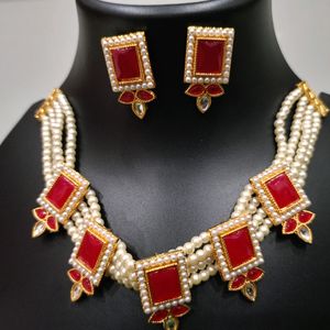 Beautiful Red🔴 And White⚪ Combination In Necklace