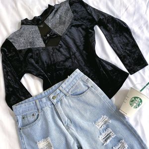 🎀Pinterest Vintage Black Velvet Top