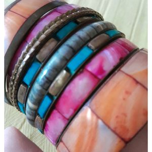 Vibrant colorful brass bangles