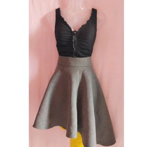 Beautiful Grey Frock Flared Skirt