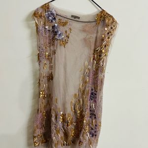 Women Embellished Dress In Net/coverup