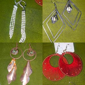 Set Of 4 Long  Earrings Party Wear