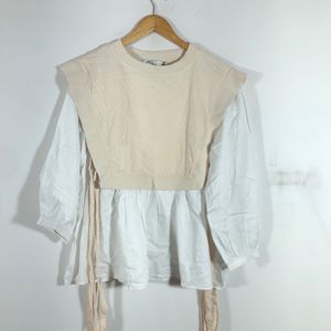 White&Cream A-Line Top(Women’s)