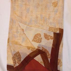 Synthetic Printed Saree With Blouse Piece