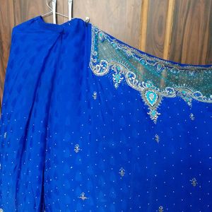 Stich Blue color 💙 silk saree with  blous