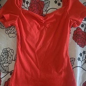 Red Fitted Top- Shein