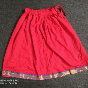 Red Zari Border Skirt