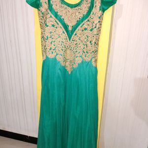 Festival Dress Like Smoothly Green Colour